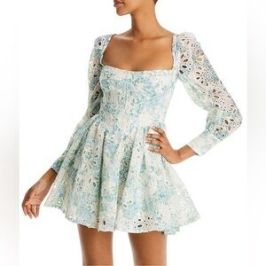 NWT Bardot Lila eyelet flounce floral long sleeve mini dress 
Size large